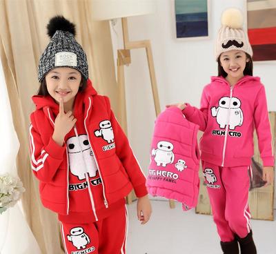 廠家直銷新款童裝 大白三件套純棉衛(wèi)衣，時尚卡通批發(fā)首選